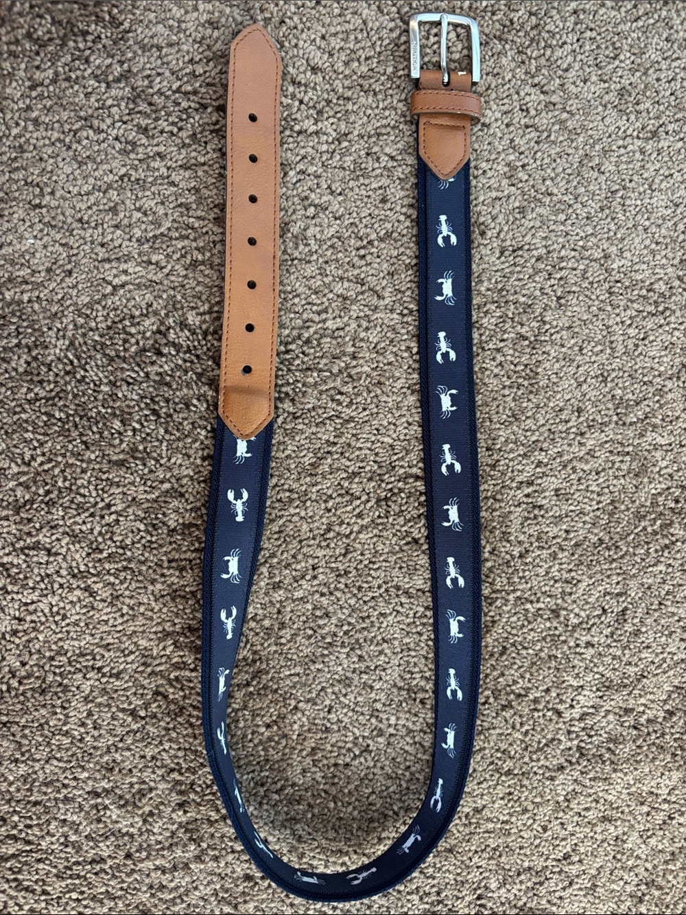 Nautica Tan Leather Belt with Silver Buckle